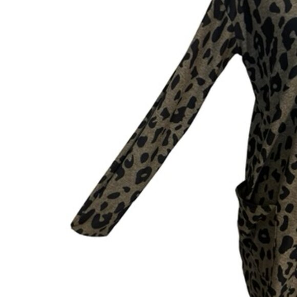 * ❤️PERFECT for FALL! ANIMAL PRINT OPEN FRONT CARDIGAN SWEATER MEDIUM - Picture 6 of 9